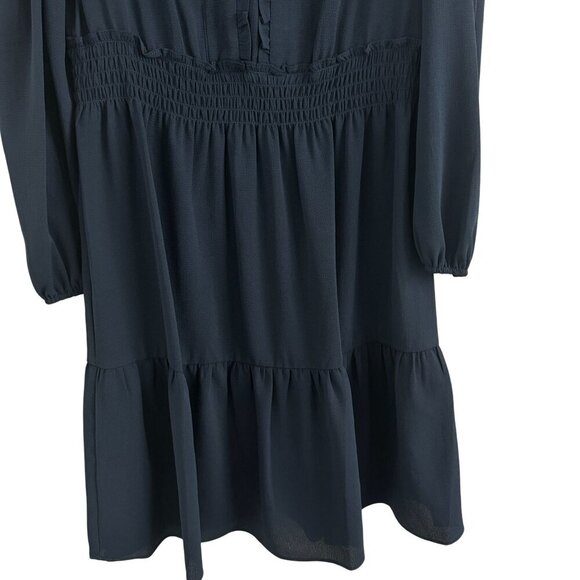 London Times Women Long Sleeve Smocked Waist Ruffled Tiered Dress Size 8 - Picture 4 of 10